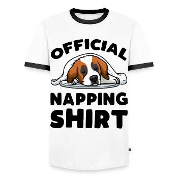Official Sleeping Shirt St. Bernard - Men's Ringer Shirt - white/black - Front - AI Model Female 172 light (172cm) & AI Model Male 178 dark (178cm)