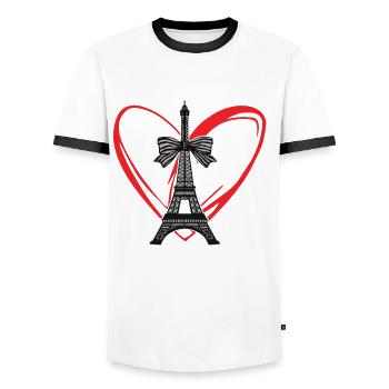 Eiffelturm Herz Franzosen Paris Frankreich - Männer Kontrast-T-Shirt - Weiß/Schwarz - Vorne - AI Model Female 172 light (172cm) & AI Model Male 178 dark (178cm)