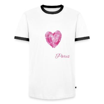 Herz für Paris in Frankreich und Franzosen - Männer Kontrast-T-Shirt - Weiß/Schwarz - Vorne - AI Model Female 172 light (172cm) & AI Model Male 178 dark (178cm)