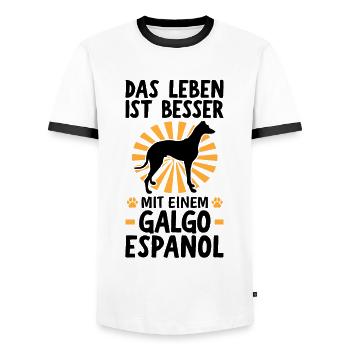 Das Leben ist besser mit einem Galgo Espanol - Männer Kontrast-T-Shirt - Weiß/Schwarz - Vorne - AI Model Female 172 light (172cm) & AI Model Male 178 dark (178cm)