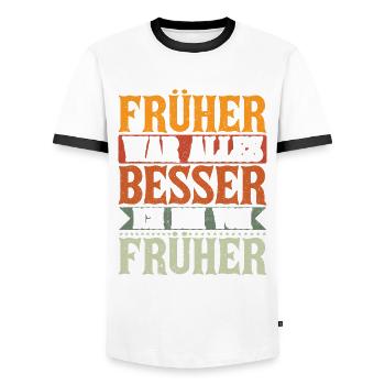 Früher war alles Besser Ich bin von Früher Spruch - Männer Kontrast-T-Shirt - Weiß/Schwarz - Vorne - AI Model Female 172 light (172cm) & AI Model Male 178 dark (178cm)