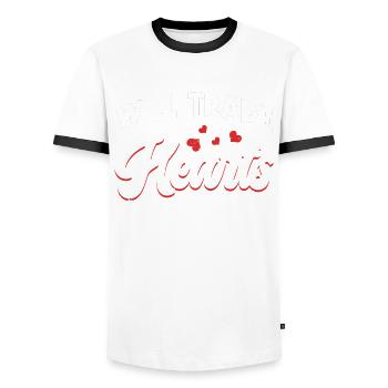 Swap Hearts for Ramen | Ramen Lover | - Men's Ringer Shirt - white/black - Front - AI Model Female 172 light (172cm) & AI Model Male 178 dark (178cm)