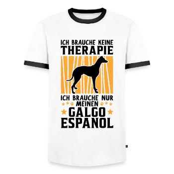 Ich brauche nur meinen Galgo Espanol - Männer Kontrast-T-Shirt - Weiß/Schwarz - Vorne - AI Model Female 172 light (172cm) & AI Model Male 178 dark (178cm)