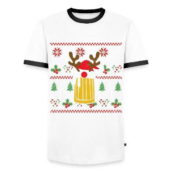 Brewdolph Père Noël Vacances de rennes - T-shirt contrasté Homme - blanc/noir - Devant - AI Model Female 172 light (172cm) & AI Model Male 178 dark (178cm)