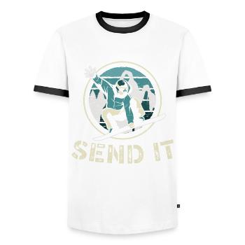 Send It Winter Sports Snowboarder Sport - Men's Ringer Shirt - white/black - Front - AI Model Female 172 light (172cm) & AI Model Male 178 dark (178cm)