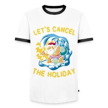 Vacances de surf au Père Noël - T-shirt contrasté Homme - blanc/noir - Devant - AI Model Female 172 light (172cm) & AI Model Male 178 dark (178cm)