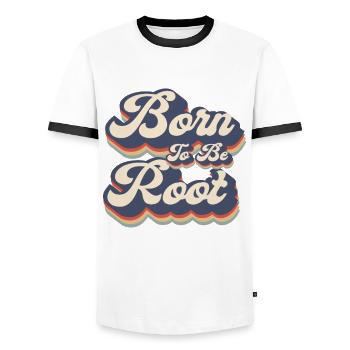 Linux Retro Born To Be Root pour les nerds - T-shirt contrasté Homme - blanc/noir - Devant - AI Model Female 172 light (172cm) & AI Model Male 178 dark (178cm)