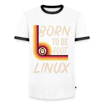 Linux Né pour être root Retro Admin Nerd Geek - T-shirt contrasté Homme - blanc/noir - Devant - AI Model Female 172 light (172cm) & AI Model Male 178 dark (178cm)