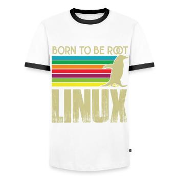Linux Né pour être root Admin Linux - T-shirt contrasté Homme - blanc/noir - Devant - AI Model Female 172 light (172cm) & AI Model Male 178 dark (178cm)