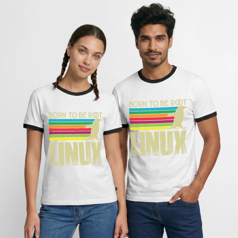 Linux Born to be root Admin Linux Männer Kontrast-T-Shirt
