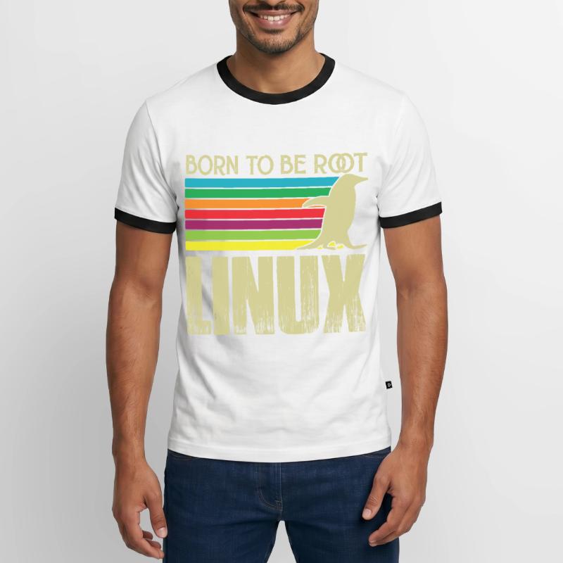 Linux Born to be root Admin Linux Männer Kontrast-T-Shirt