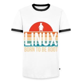 Linux né pour être Root Penguin Nerd Coding Geek - T-shirt contrasté Homme - blanc/noir - Devant - AI Model Female 172 light (172cm) & AI Model Male 178 dark (178cm)