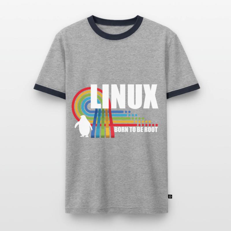 Born To Be Root Penguin Linux Nerd Coding Geek Men's Ringer Shirt
