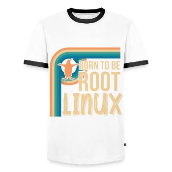 Born To Be Root Linux Nerd pour le codage - T-shirt contrasté Homme - blanc/noir - Devant - AI Model Female 172 light (172cm) & AI Model Male 178 dark (178cm)