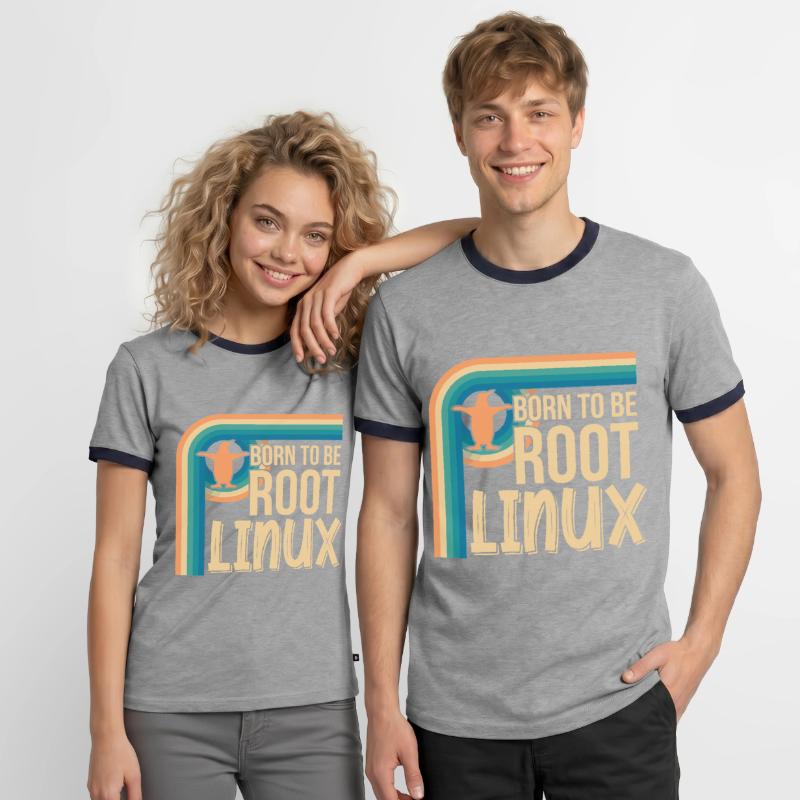 Born To Be Root Linux Nerd for Coding Men's Ringer Shirt