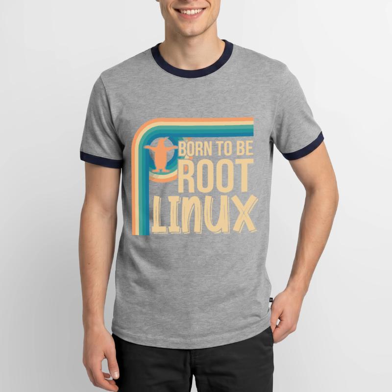 Born To Be Root Linux Nerd for Coding Men's Ringer Shirt