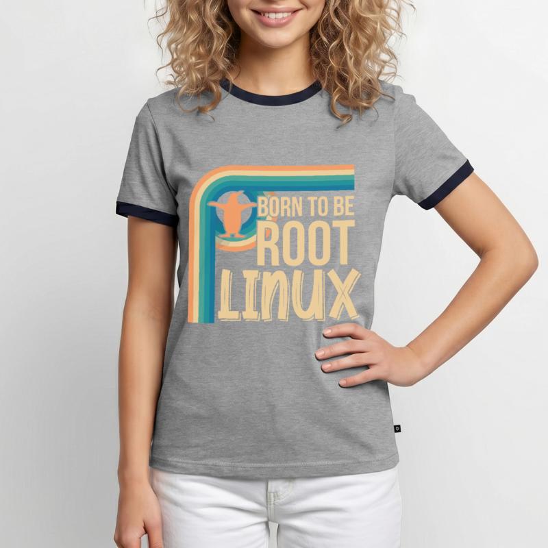 Born To Be Root Linux Nerd for Coding Men's Ringer Shirt