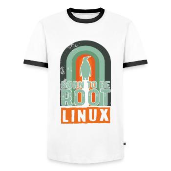 Né pour être Root Retro Linux Nerd Coding Geek - T-shirt contrasté Homme - blanc/noir - Devant - AI Model Female 172 light (172cm) & AI Model Male 178 dark (178cm)
