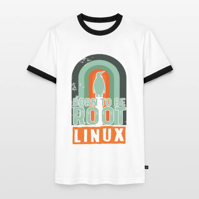 Born To Be Root Retro Linux Nerd Coding Geek Men's Ringer Shirt