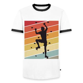 Mur d’escalade Rétro Bloc Escalade Montagnes - T-shirt contrasté Homme - blanc/noir - Devant - AI Model Female 172 light (172cm) & AI Model Male 178 dark (178cm)