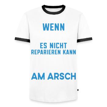 Name Josef reparieren Arbeit Büro lustig Fun - Männer Kontrast-T-Shirt - Weiß/Schwarz - Vorne - AI Model Female 172 light (172cm) & AI Model Male 178 dark (178cm)