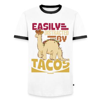 Easily Distracted By Tacos - Men's Ringer Shirt - white/black - Front - AI Model Female 172 light (172cm) & AI Model Male 178 dark (178cm)