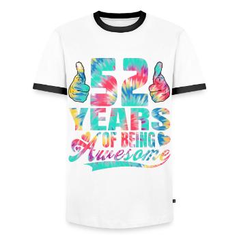 52nd birthday or anniversary 52 years of being - Men's Ringer Shirt - white/black - Front - AI Model Female 172 light (172cm) & AI Model Male 178 dark (178cm)