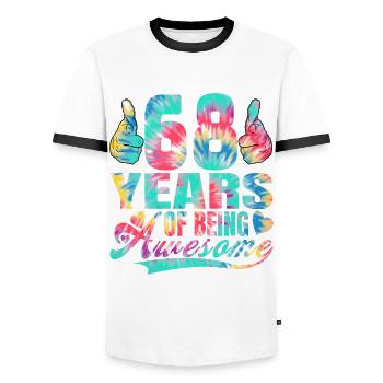 68th birthday or anniversary 68 years of being - Men's Ringer Shirt - white/black - Front - AI Model Female 172 light (172cm) & AI Model Male 178 dark (178cm)