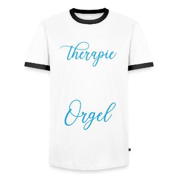 Organ Therapy Church Music Organ Players Organs - Men's Ringer Shirt - white/black - Front - AI Model Female 172 light (172cm) & AI Model Male 178 dark (178cm)