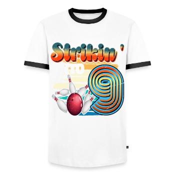 Strikin' Into 9 Bowling Bowler 9. Geburtstag - Männer Kontrast-T-Shirt - Weiß/Schwarz - Vorne - AI Model Female 172 light (172cm) & AI Model Male 178 dark (178cm)