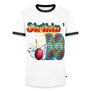 Strikin' Into 38 Bowling Bowler 38. Geburtstag - Männer Kontrast-T-Shirt - Weiß/Schwarz - Vorne - AI Model Female 172 light (172cm) & AI Model Male 178 dark (178cm)