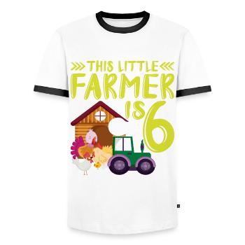 Ce petit agriculteur est 6 ferme plus thématique - T-shirt contrasté Homme - blanc/noir - Devant - AI Model Female 172 light (172cm) & AI Model Male 178 dark (178cm)