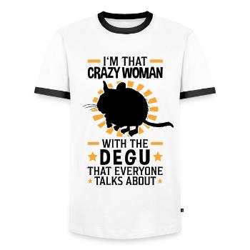 Verrückte Degu Frau Nagetier Gewöhnlicher Degu - Männer Kontrast-T-Shirt - Weiß/Schwarz - Vorne - AI Model Female 172 light (172cm) & AI Model Male 178 dark (178cm)