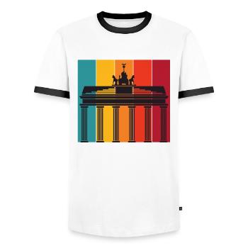 Berlin Retro Brandenburg Gate Allemagne - T-shirt contrasté Homme - blanc/noir - Devant - AI Model Female 172 light (172cm) & AI Model Male 178 dark (178cm)