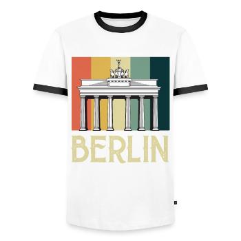Berlin Vintage Porte de Brandebourg Allemagne - T-shirt contrasté Homme - blanc/noir - Devant - AI Model Female 172 light (172cm) & AI Model Male 178 dark (178cm)