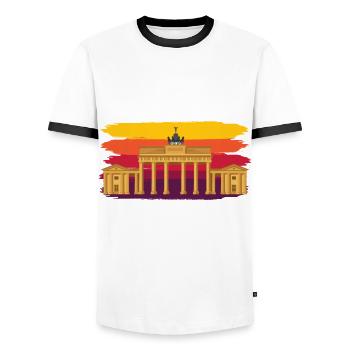 Porte de Brandebourg à Berlin Allemagne - T-shirt contrasté Homme - blanc/noir - Devant - AI Model Female 172 light (172cm) & AI Model Male 178 dark (178cm)