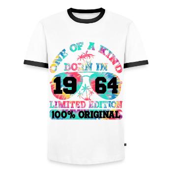 Unique né en 1964 Édition limitée - T-shirt contrasté Homme - blanc/noir - Devant - AI Model Female 172 light (172cm) & AI Model Male 178 dark (178cm)