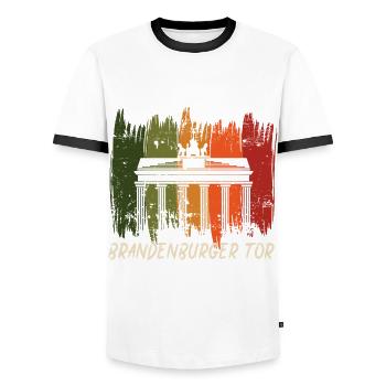 Porte de Brandebourg Retro Berlin Allemagne - T-shirt contrasté Homme - blanc/noir - Devant - AI Model Female 172 light (172cm) & AI Model Male 178 dark (178cm)