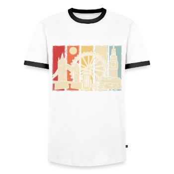 London Skyline Telefonzelle Big Ben Doppeldecker - Männer Kontrast-T-Shirt - Weiß/Schwarz - Vorne - AI Model Female 172 light (172cm) & AI Model Male 178 dark (178cm)