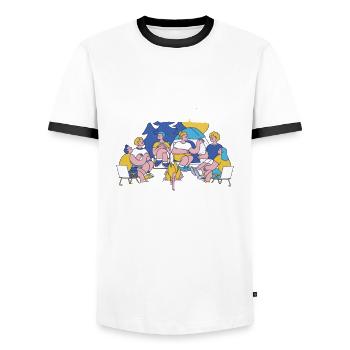 Camping - Männer Kontrast-T-Shirt - Weiß/Schwarz - Vorne - AI Model Female 172 light (172cm) & AI Model Male 178 dark (178cm)