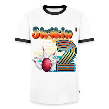 Strikin' Into 2 Bowling Bowler 2. Geburtstag - Männer Kontrast-T-Shirt - Weiß/Schwarz - Vorne - AI Model Female 172 light (172cm) & AI Model Male 178 dark (178cm)
