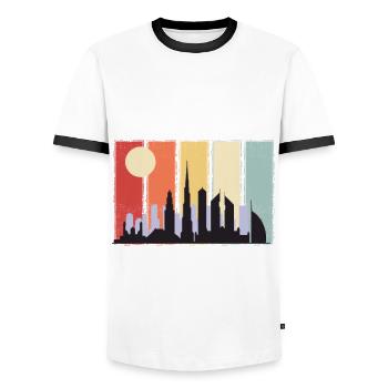 Burj Khalifa Skyline Dubai Emirates UAE - Men's Ringer Shirt - white/black - Front - AI Model Female 172 light (172cm) & AI Model Male 178 dark (178cm)