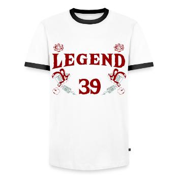Diese Tintenlegende Wird 39 Fantastischer 39. - Männer Kontrast-T-Shirt - Weiß/Schwarz - Vorne - AI Model Female 172 light (172cm) & AI Model Male 178 dark (178cm)