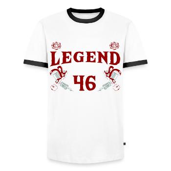 Cette encre légendaire tourne 46 Fantastic 46. - T-shirt contrasté Homme - blanc/noir - Devant - AI Model Female 172 light (172cm) & AI Model Male 178 dark (178cm)