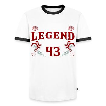 Cette encre légendaire tourne 43 Fantastic 43. - T-shirt contrasté Homme - blanc/noir - Devant - AI Model Female 172 light (172cm) & AI Model Male 178 dark (178cm)