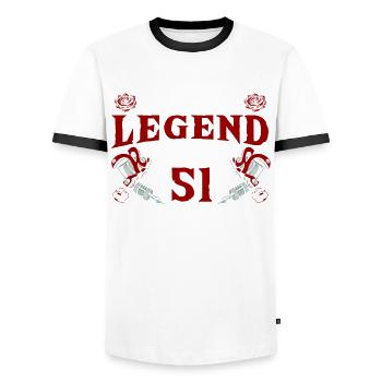 Cette encre légendaire tourne 51 Fantastic 51. - T-shirt contrasté Homme - blanc/noir - Devant - AI Model Female 172 light (172cm) & AI Model Male 178 dark (178cm)