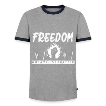 Freedom Fist Black Afrique du Sud Heartbeat - T-shirt contrasté Homme - gris/marine  - Devant - AI Model Female 172 light (172cm) & AI Model Male 178 light (178cm)