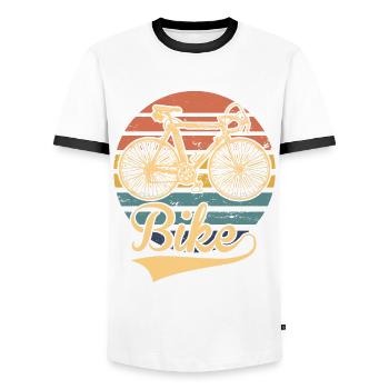 Vélo Rétro Vélo de Route Cyclisme Vélo Vélo - T-shirt contrasté Homme - blanc/noir - Devant - AI Model Female 172 light (172cm) & AI Model Male 178 dark (178cm)