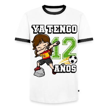 Football Girl I'm already 12 birthday - Men's Ringer Shirt - white/black - Front - AI Model Female 172 light (172cm) & AI Model Male 178 dark (178cm)