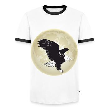 Eagle Wildlife Fauconnerie Oiseaux de proie Lune - T-shirt contrasté Homme - blanc/noir - Devant - AI Model Female 172 light (172cm) & AI Model Male 178 dark (178cm)